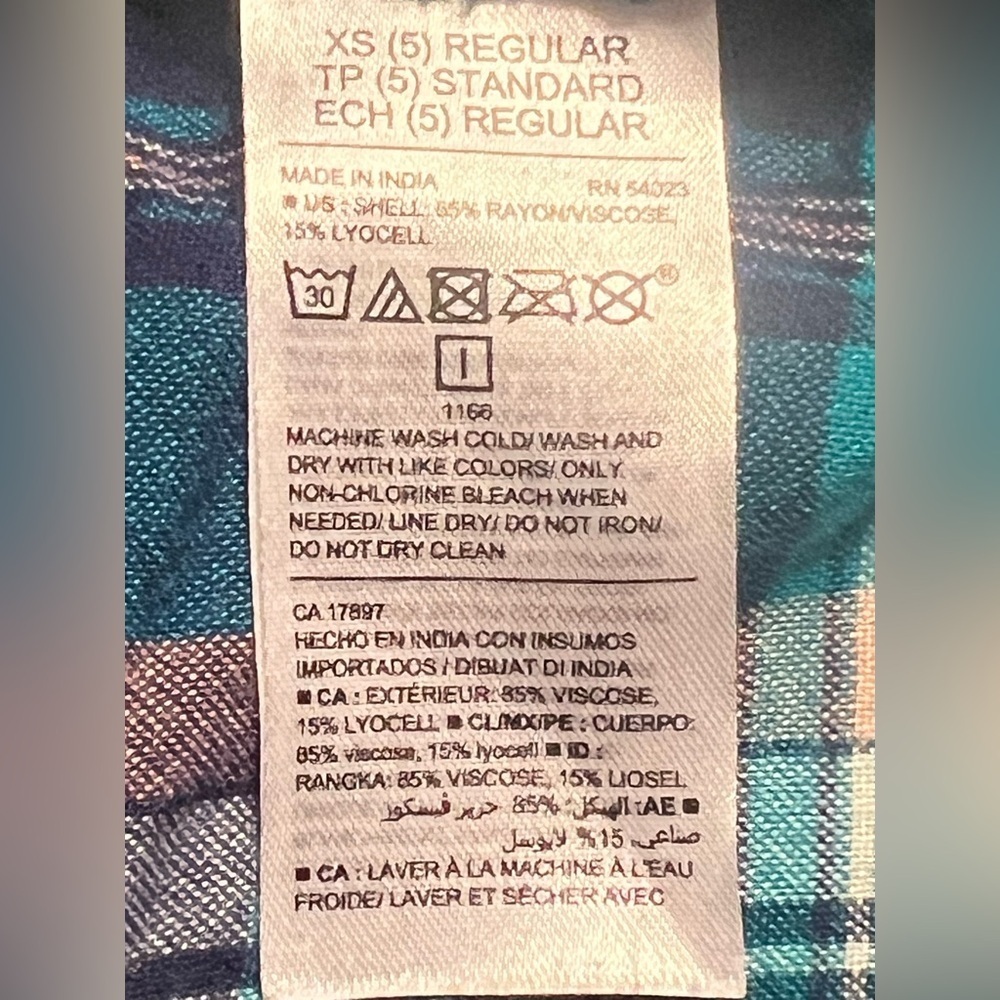Old Navy Kids Plaid Shirt - Blue and Teal - Picture 4 of 5